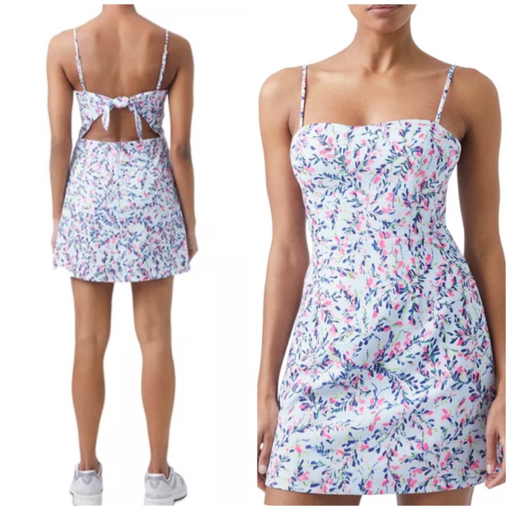 French Connection Flores Whisper Tie Back Cut Out Sundress Floral Mini Dress S